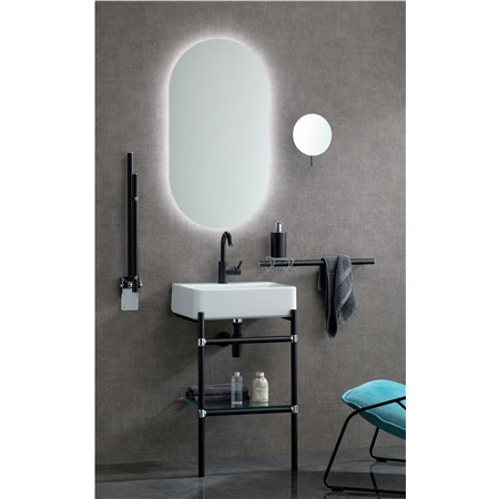 Struttura porta lavabo Totem con mensola in vetro, eleganza e praticità in bagno