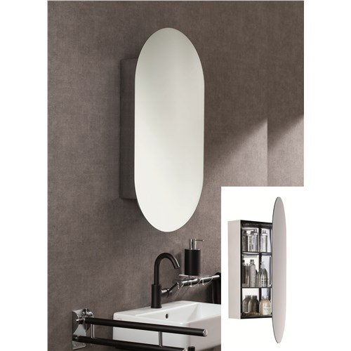 Specchio con contenitore in acciaio inox