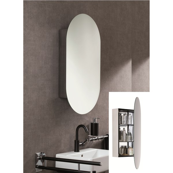 Specchio con contenitore in acciaio inox